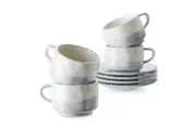 Espresso Cups with Saucers,Porcelain Demitasse Cups, Ceramic Coffee Cups, Set of 4