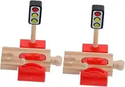 2pcs Wooden Train Crossing Adapter for Snap Together Toy Trains Model Railway