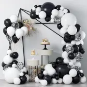 COKAOBE Black and White Balloon Garland Arch Kit, 124pcs White Black Confetti La