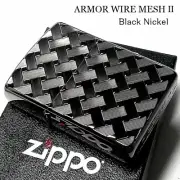 Zippo Wire Mesh Black Nickel Brass Armor Case Diamond Cut Oil Lighter Japan