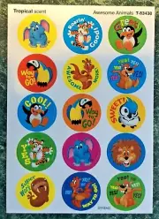 TREND Scratch & Sniff Stinky Sheet TROPICAL SCENT Animals MATTE Stickers Rewards
