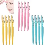 12 Packs Eyebrow Razor,Portable Shavers Trimmers Facial Hair Knife Remover,Shaper Shavers Trimmers for Women and Men Face Hair Removers (Yellow,Pink, Blue)