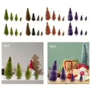 8Pcs Artificial Christmas Tree Pine Trees Desktop Wooden Base Christmas