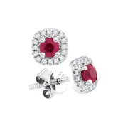1/8CTW-Diamond 1/2(MIN)CT RUBY EARRINGS