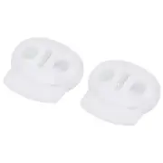 Cord Lock Stopper End 6Pcs Plastic Double Hole Stopper Spring Toggle White