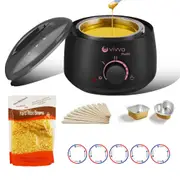 VIVVA Wax Warmer Heater Hard Wax Bean Hair Removal Waxing Machine Kit,300g HONEY WAX Bean, Black Wax Warmer