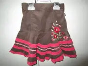 Girls size 7 Pumpkin Patch brown pin cord Spanish Rose winter skirt