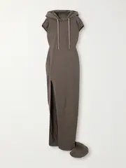 [Rick Owens] Rick Owens - Edfu Hooded Cotton-jersey Maxi Dress - Brown - small small Brown