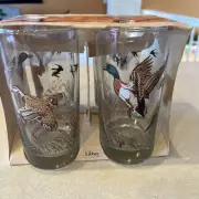 Vintage Libby four glass set new old stock With Pheasants