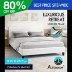ALFORDSON Bed Frame Queen Double King Single Base Wooden Slats Leather White