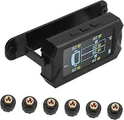 GANAZONO 1Set Solar Tire Pressure Monitoring System with External Sensors for Wheel Vehicles Wireless Car Tire Pressure Monitor Solar Charging Easy Installation Real