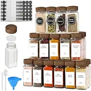 Taefuhnn 20Pcs 120ml/4oz Glass Spice Jars with Bamboo Lids Labels Funnel Brush Pen, Glass Spice Container Jars ＆ Labels Set for Storage Kitchen Seasoning Organiser Cabinet Drawer