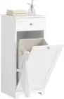 White Laundry Storage Cabinet with Basket and Drawer, Tilt-Out Laundry Hamper BZ