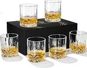 Whiskey Glasses Set of 6, 11 OZ Old-Fashioned, Rum & Scotch Glasses