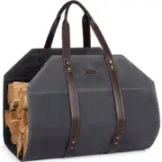 Log Carrier|Waxed Canvas Log Holder|Firewood Carrier Tote Bag|Fireplace Wood ...