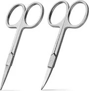 BEZOX Premium Nail Scissors 2PCS, Professional Curved and Stright Manicure Scissors - Multi-purpose Stainless Steel Beauty Grooming Scissor for Nail, Facial Hair, Eyebrow, Eyelash, Dry Skin