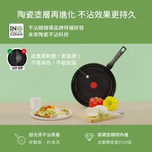 【Tefal 特福】法國製綠生活陶瓷不沾鍋系列20CM平底鍋-曜石黑(適用電磁爐)