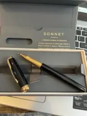 Parker Sonnet Black Gold End & Trim Rollerball Pen 1948080