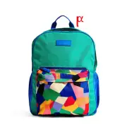 Vera Bradley Lighten Up Colorblock Large Backpack Spring Pop Art Green Multi