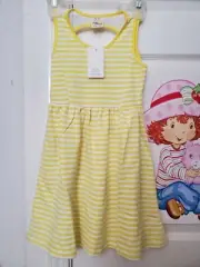 New Babee MeeLeR Kids Girl Sleeveless Soft Dress Yellow White Stripe Size 3(5285