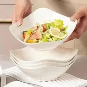 AUSHOPLAH Set of 4 White Ceramic Dinner Plates, 7.5 Inch, Contemporary Style, Square Shape, Dishwasher Safe