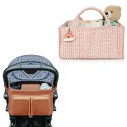 Baby Diaper Caddy Organizer, Stroller Organizer with Insulated Cup Holders, Nurs