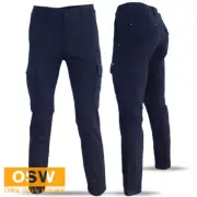 Mens DNC Navy Cotton STRETCH Slimflex Comfort Lightweight Safety Work Pants