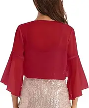 [Generic] Bolero Shrug for Women - Short Sleeve Summer Open Front Cropped Cape | Short Sleeve Open Front Loose Sheer for Travel, Vacation, Beach