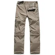 Men's Cargo Pants Convertible Zip Off Pants Hiking Pants Trousers Outdoor Regular Fit Waterproof Windproof Lightweight Bottoms Elastic Waist Dark Grey Army Gre