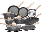 Pots and Pans Set Nonstick 23pcs, Healthy Kitchen Cookware Sets, Induction Co...
