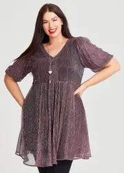 [Taking Shape] Taking Shape Flossy Shimmer Mesh Tunic Size 16 in Rose Metallic - Plus Size Women's Clothing Rose Metallic
