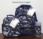 Pottery Barn Kids BLUE DINOSAUR GLOW-IN-THE-DARK Small Backpack Lunch Bag Bottle