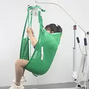 Patient Lift Toileting Hoist Sling, Mesh Universal Patient Full Body Lift Sling with Commode Opening Divided Leg Shower Sling Medical Transfer Belt for Elderly Disabled Bedridden Patients(Green,Small)