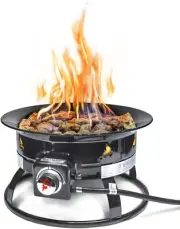 Portable Propane Fire Pit, 19-Inch, 58,000 BTU with Fire Pit Cover & Carry Kit,