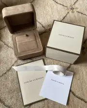 New David Yurman Empty Bracelet Box - Brown Suede - Ribbon, Envelope & Info