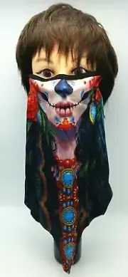 Day of the Dead Sugar Skull Face Mask Bandana Neck Gaiter Multi-Use Scarf 9fs1