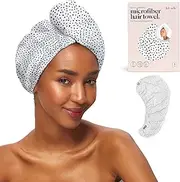 Kitsch Microfiber Hair Towel Wrap - Quick Dry Turban for Women With Long Hair | Hair Drying Wrap Towel (Micro Dot)