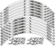 Stickers Motorcycle Wheel Sticker Tire Logo Reflective Stripes Stickers Rim Decal for XJR 400 1200 1300 (Color : Silver)