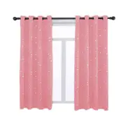 Nevenka 2 Panels Kids Blackout Curtains with Silver Star Print for Bedroom Living Room-Pink