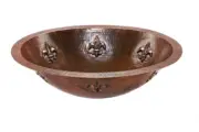 LO19FFLDB Fleur De Lis Under Mount Hammered Copper Sink