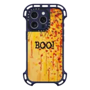 iPhone 16 Pro Ultra Bounce Case MagSafe Compatible BOO! Spooky Cool Spider Halloween Typography Creepy Festive Trick or Treat Orange Black Spiderweb All Hallow's Eve Bold Fine Art Painting Design