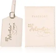 [VOMZIKL] 2 Pieces Passport Cover and Suitcase Tag Set, Suitcase Tag, Passport Case, Luggage Tag Leather, Passport Protective Cover