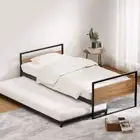 NNEDSZ Artiss Bed Frame 2x Single Size Metal Trundle Daybed DEAN