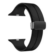 For Apple Watch Series 4 40mm Black Silicone Magnetic Link Band Sports Strap