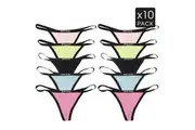 Womens G String Cotton Thong 10 Mix Colour Pack