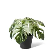 E Style 30cm Monstera Marble Artificial Potted Plant Faux Decor Green/White
