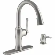 KOHLER Cardale Vibrant Stainless Deck-Mount Pull-Down Handle Kitchen Faucet