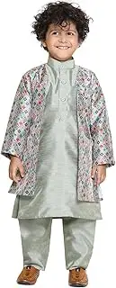 [AJ DEZINES] Kids Cotton Silk Printed 3pc Kurta Set For Boys