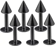 [bodyjewellery] 6pcs 16g Labret Stud Lip Ring Cartilage Tragus Snakebite Monroe Triple Forward Helix Conch Medusa Lobe Black Spike Pick Size