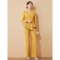 在飛比找ETMall東森購物網優惠-黃色氣質輕奢主持人銷售西裝套裝